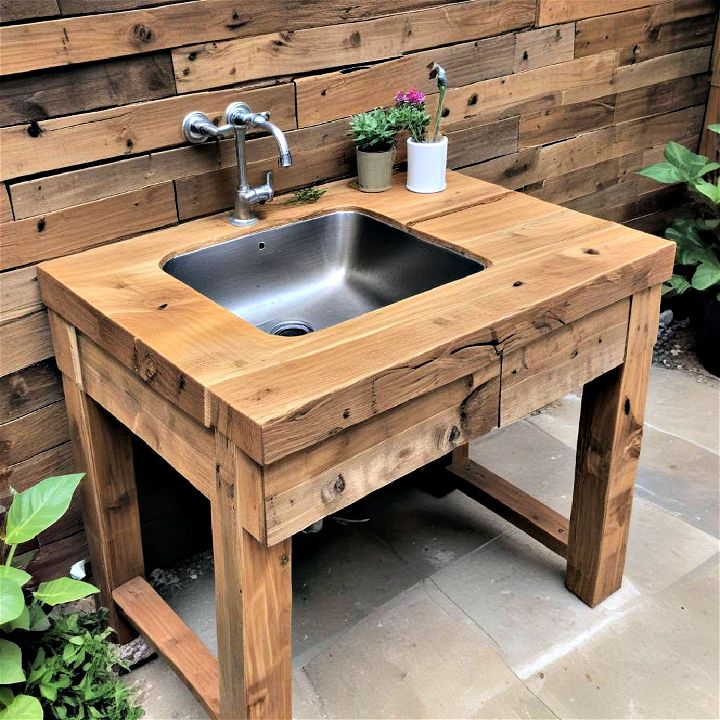 reclaimed wood sink for outdoor