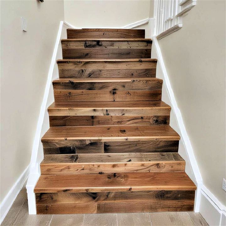 reclaimed wood stair riser