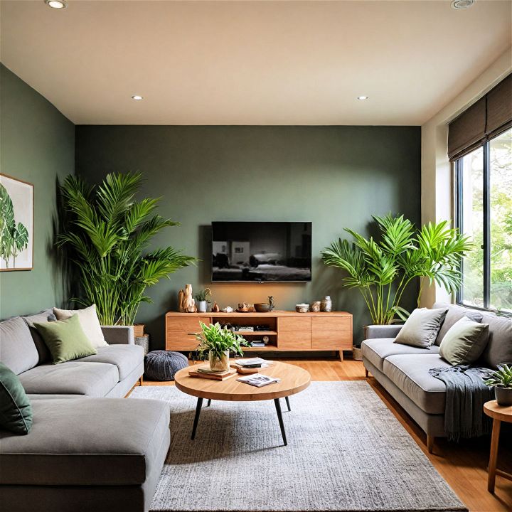refreshing green and gray living room