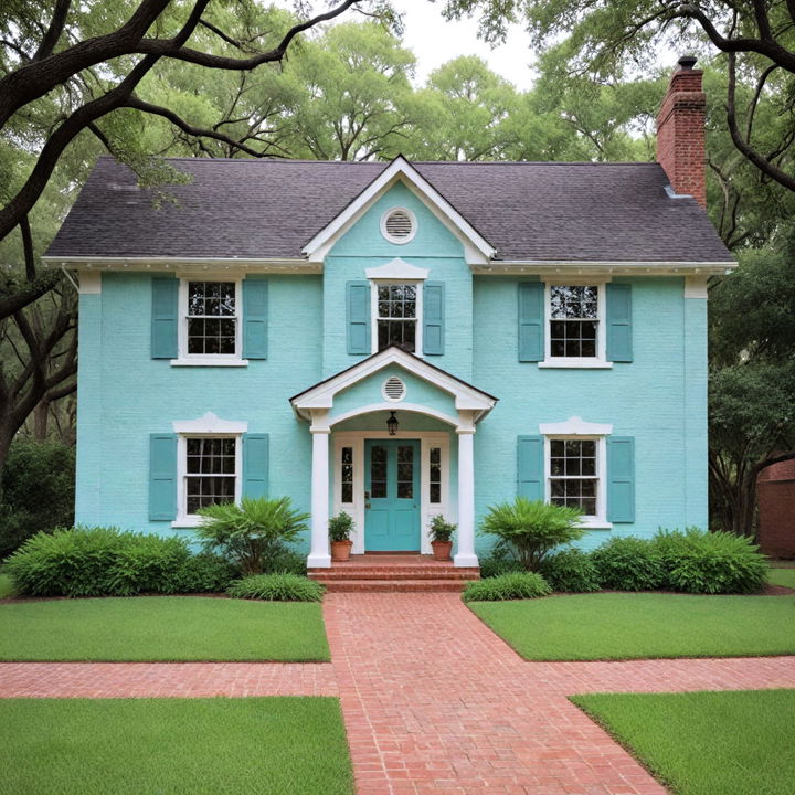 refreshing seafoam green brick house