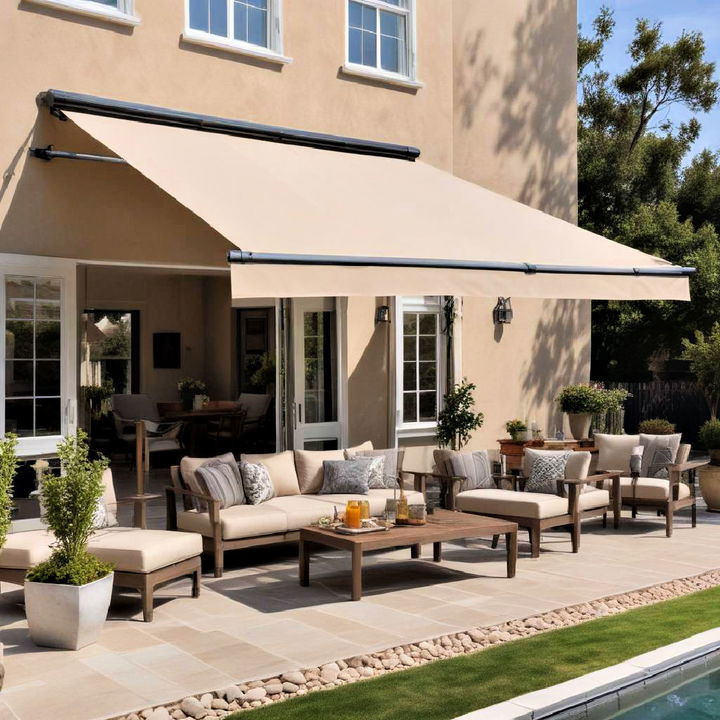 retractable awnings for outdoor living room