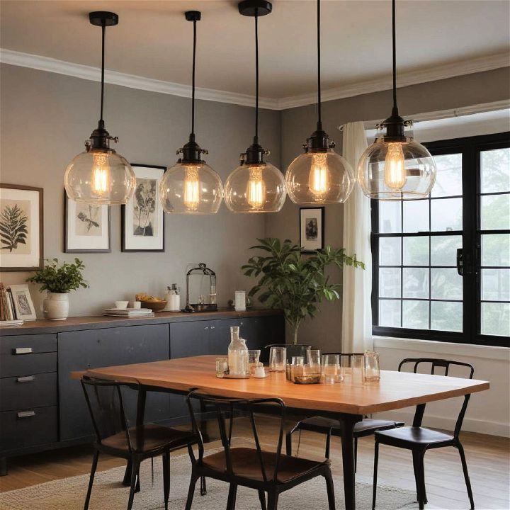 retro industrial fixtures for small dining room lighting
