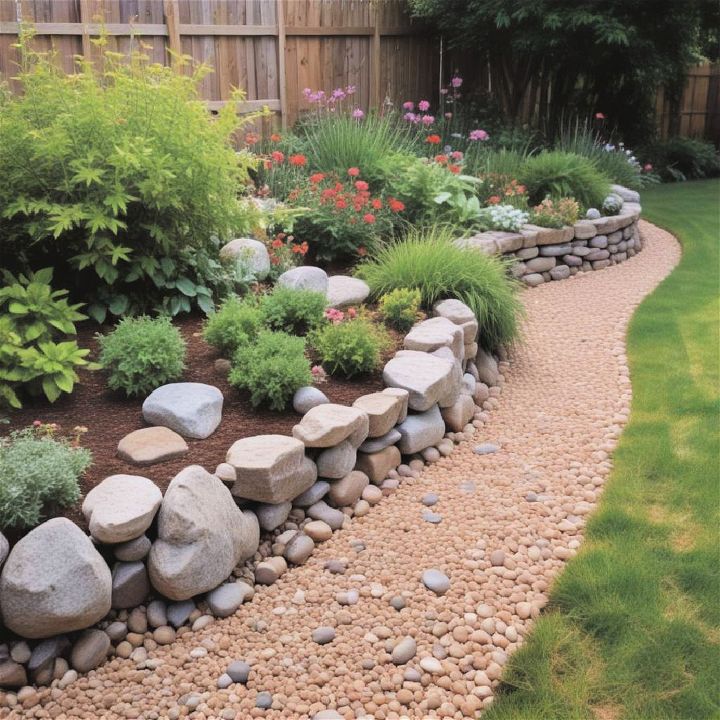 rock border around flower bed