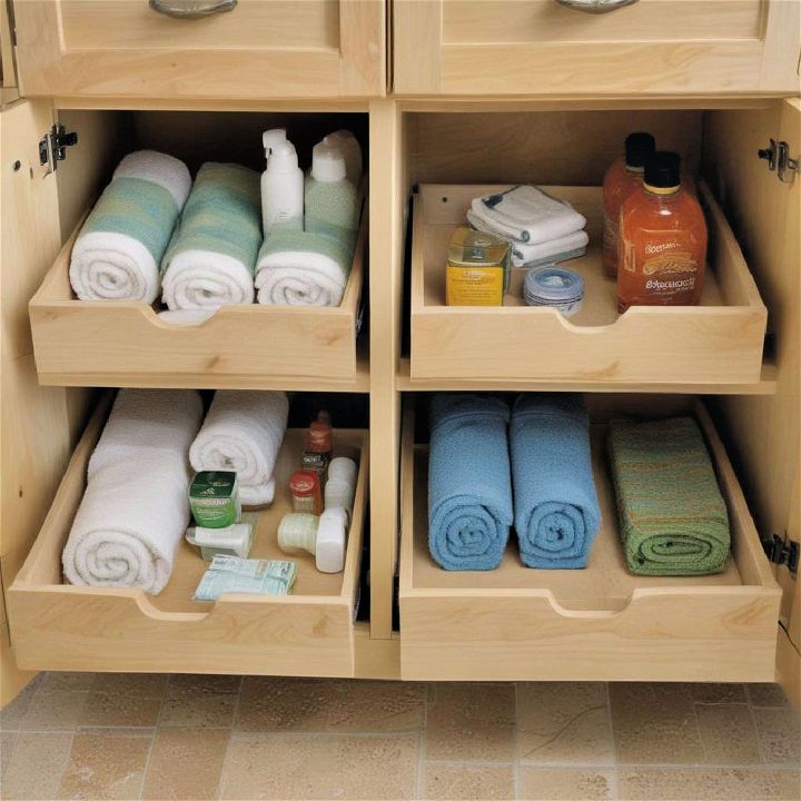 roll out shelves for bathroom cabinet