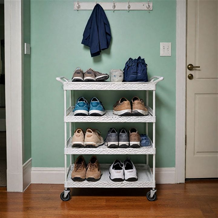 rolling cart for small mudroom