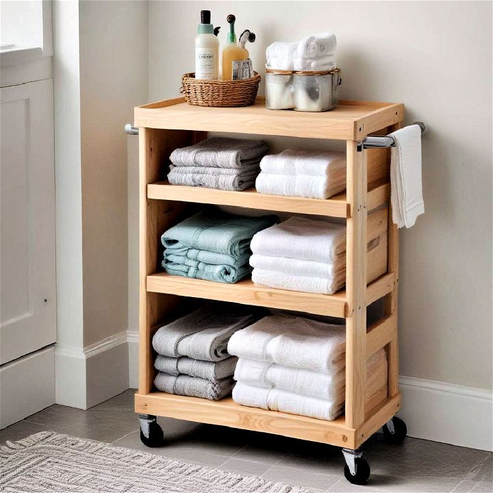 rolling cart to keeps bathroom clutter free