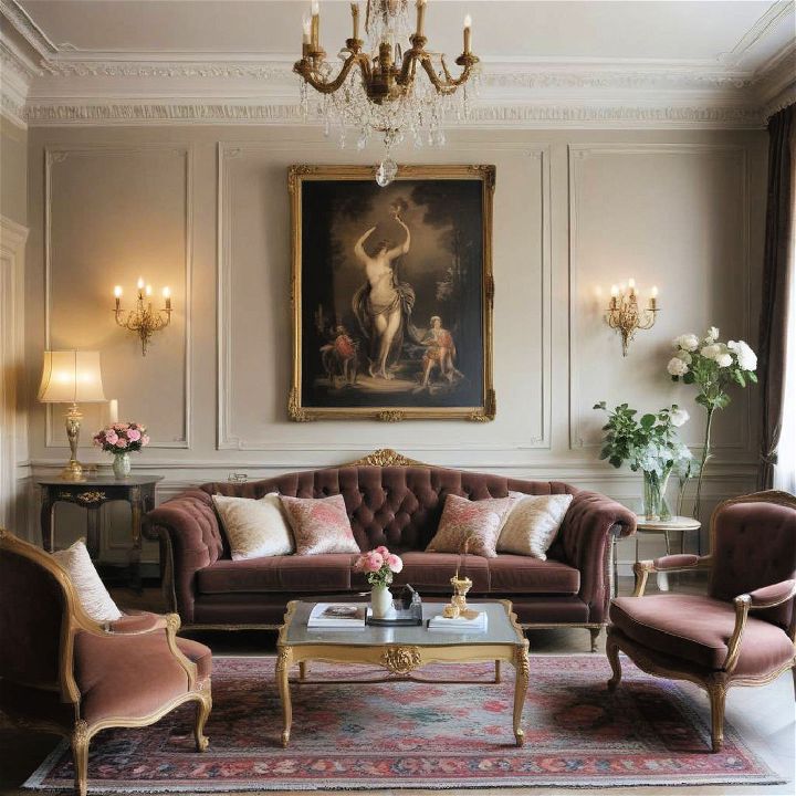 romantic parisian flair living room