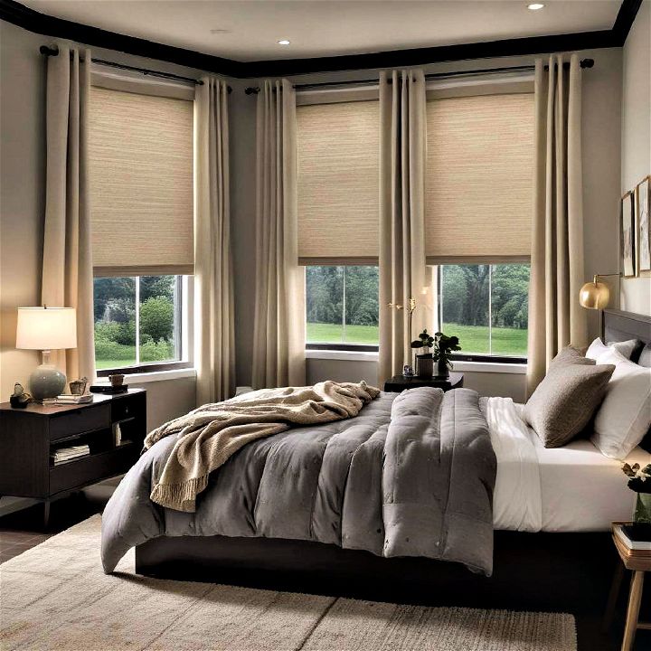 room darkening shades with curtains