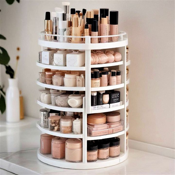 rotating tower makeup organizer