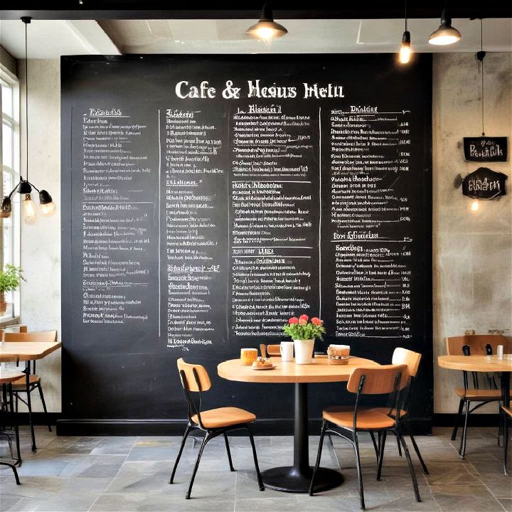 rustic and charmin cafe menu chalkboard wall