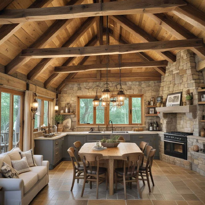 rustic and cozy wooden beams