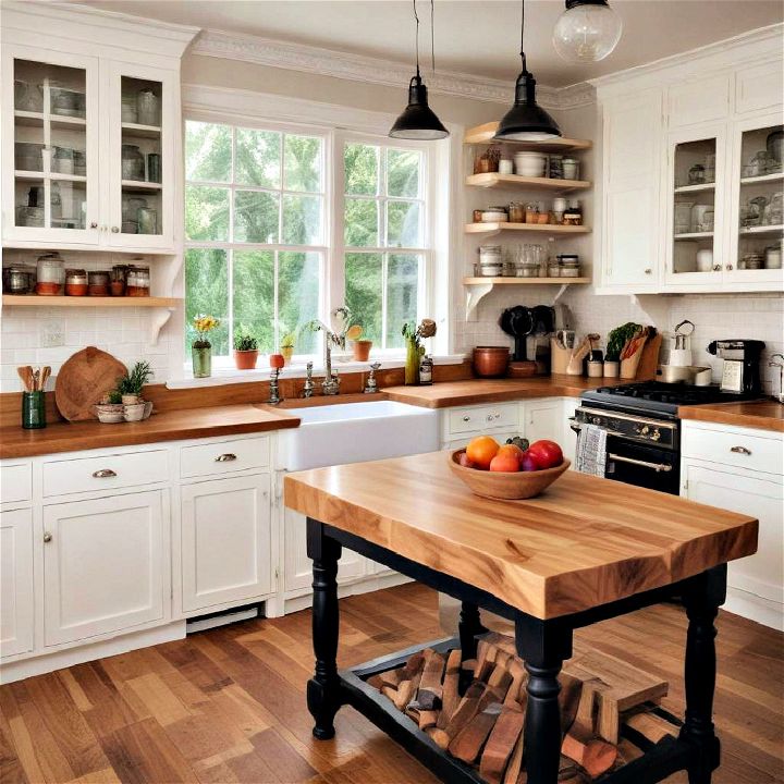 rustic and natural butcher block counters