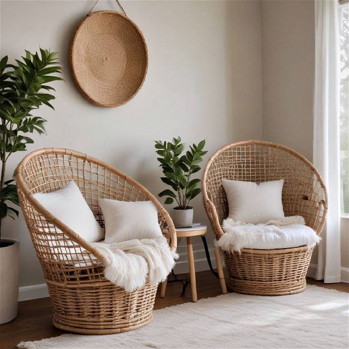 rustic basket chairs for bedroom