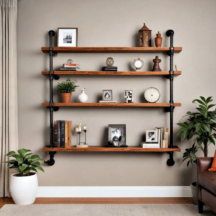 rustic charm pipe shelves