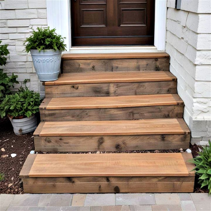 rustic charm wooden treads front steps