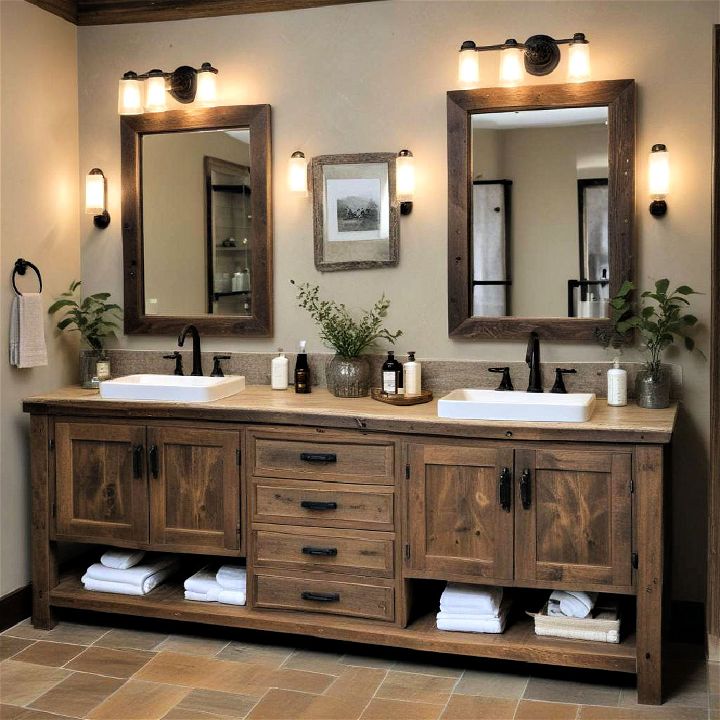 rustic double vanity for bathroom