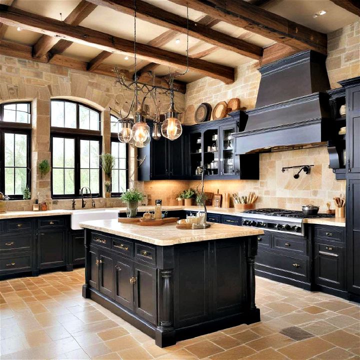 rustic elegance kitchens with beautiful black cabinets