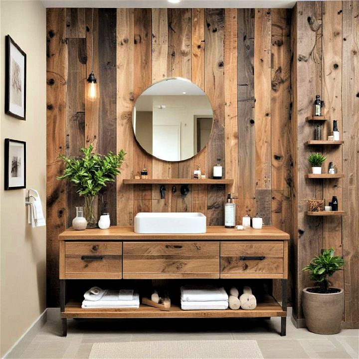 rustic reclaimed wood accent wall
