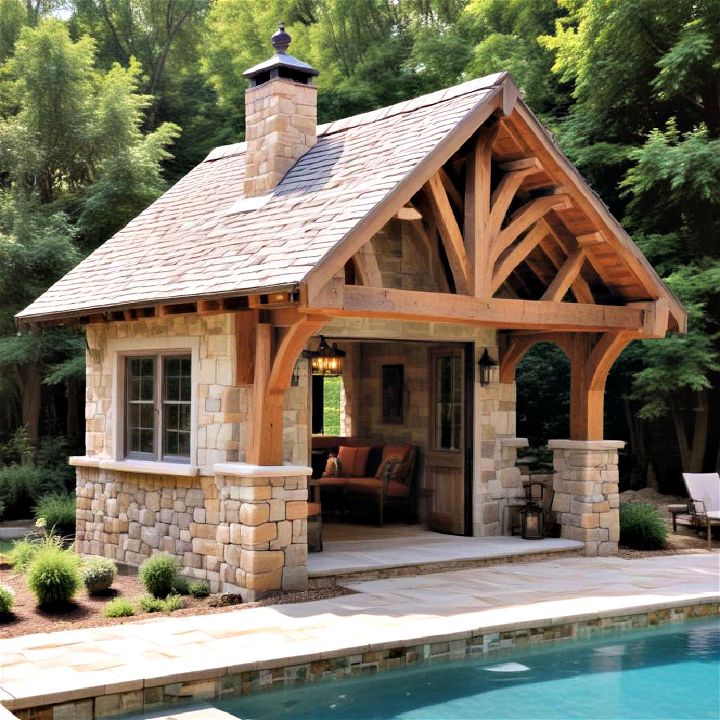 rustic retreat pool house