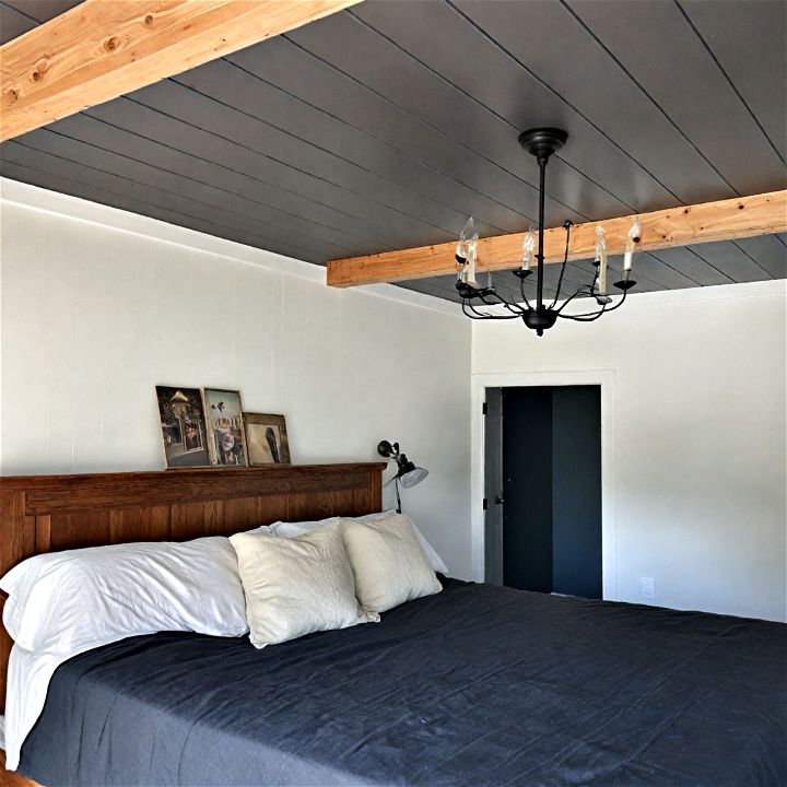 rustic shiplap ceiling for bedroom