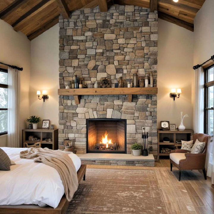 rustic stone fireplace design