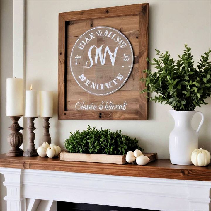 rustic wood elements for spring mantel decor