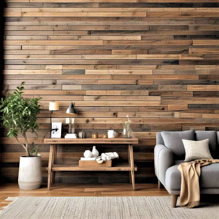 rustic wood slat wall for charm