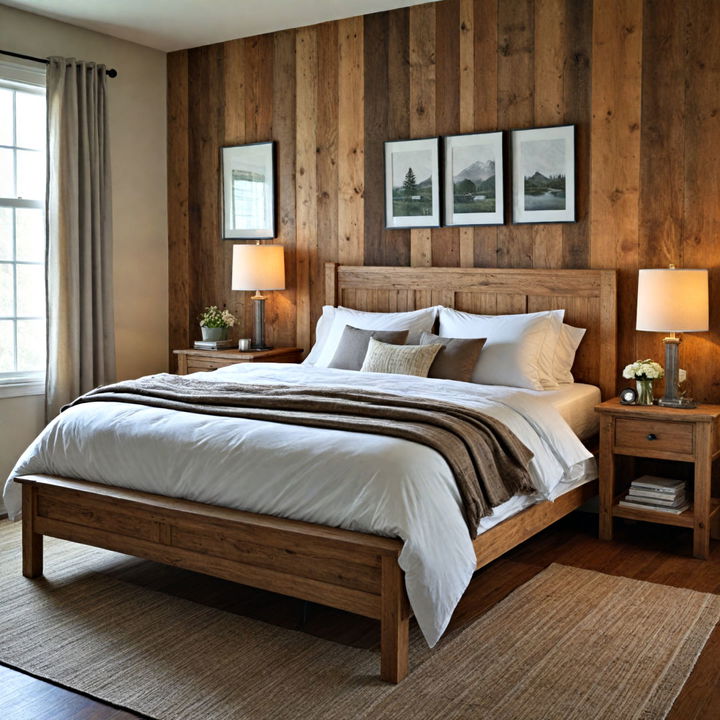 rustic wooden accents for country bedroom