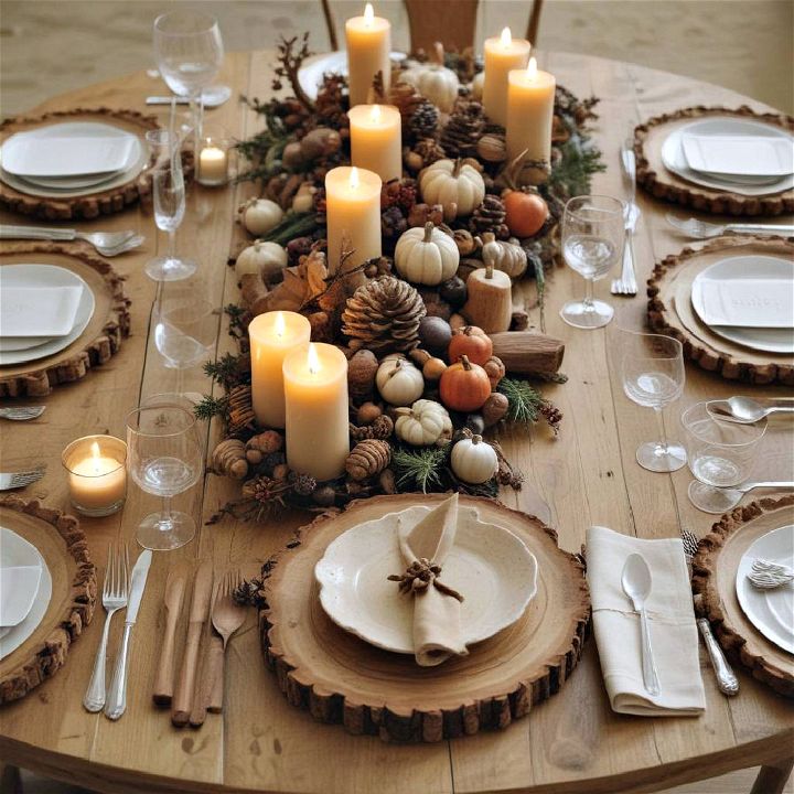 rustic wooden accents for thanksgiving table