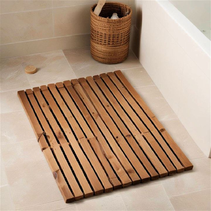 rustic wooden bath mats