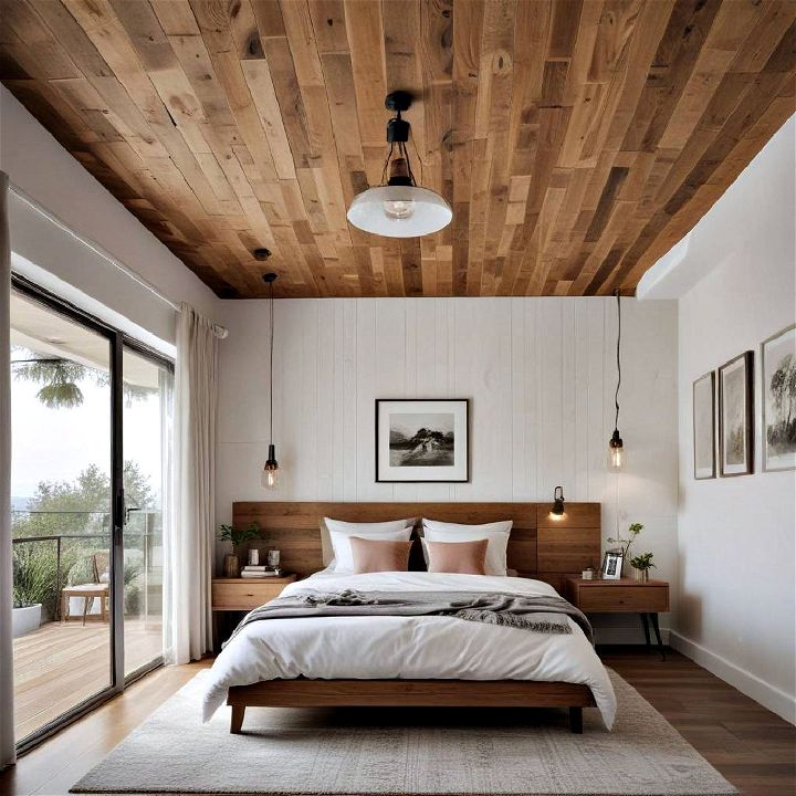 rustic wooden plank ceiling