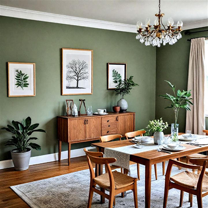 sage green dining space