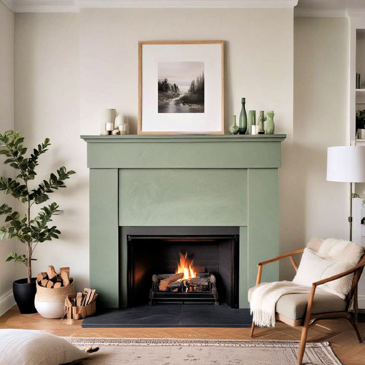 sage green fireplace