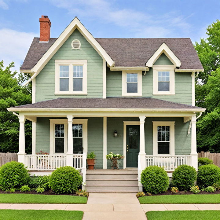 sage green with cream trim for an earthy vibe