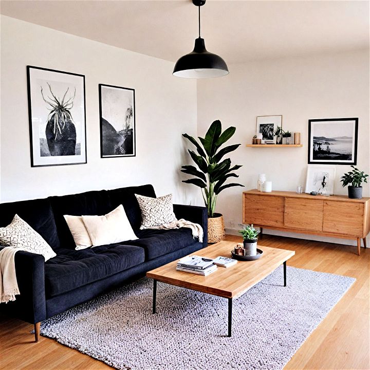 scandinavian inspired minimalistic living room