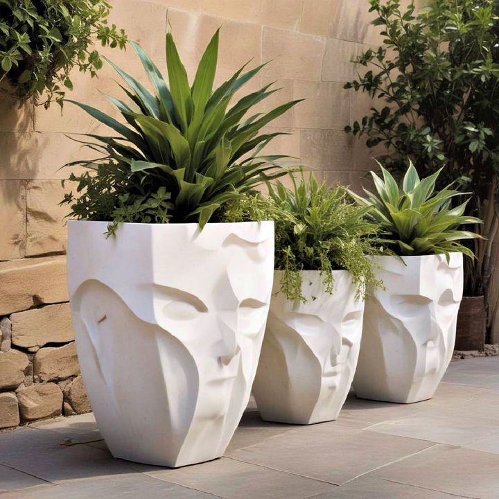 sculptural planters for outdoor living room