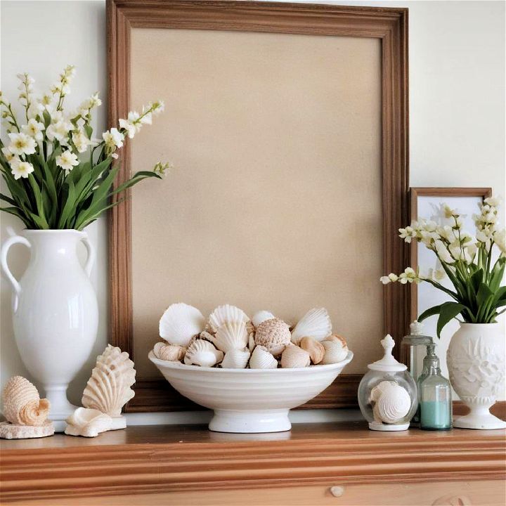 seashell accent for spring mantel