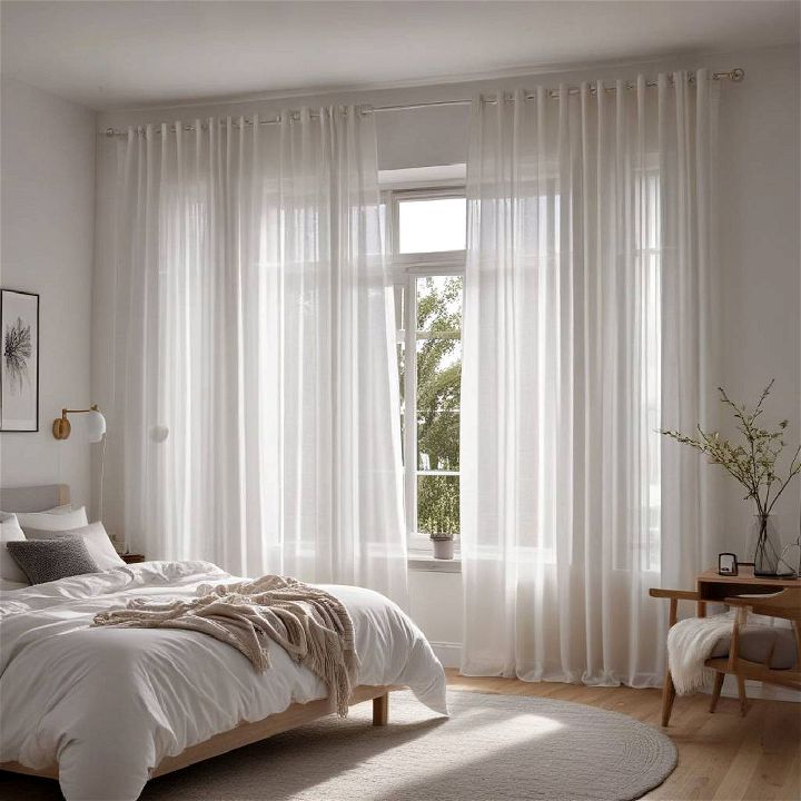 sheer curtains scandinavian bedroom