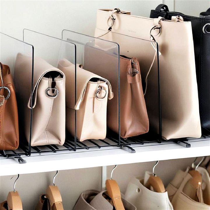 shelf dividers to store purses