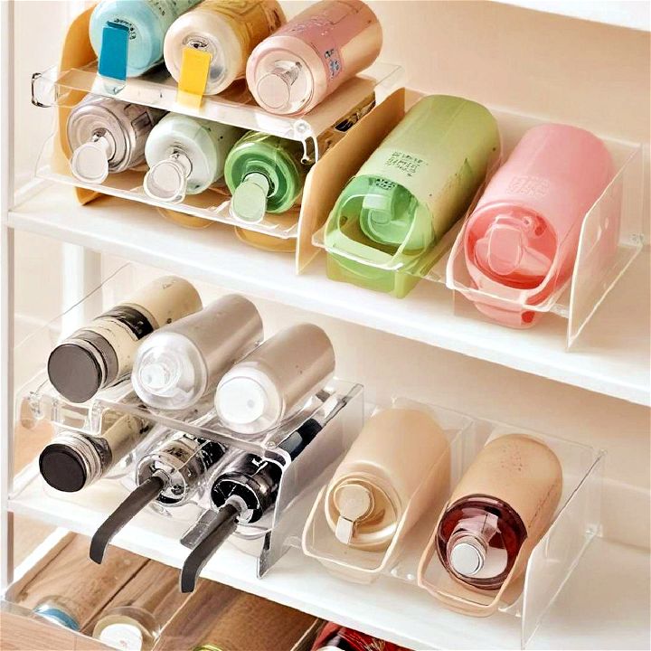 shelf dividers to store water bottles upright
