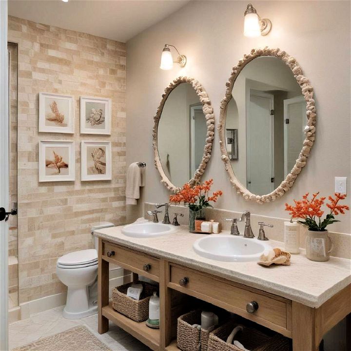 shell and coral accents bathroom
