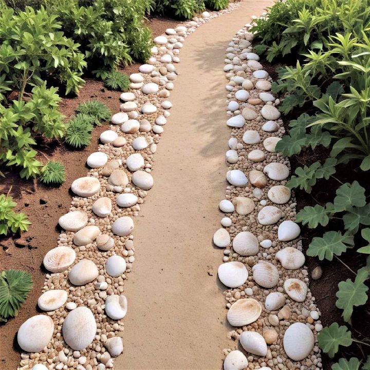 shell walkway to create a coastal vibe