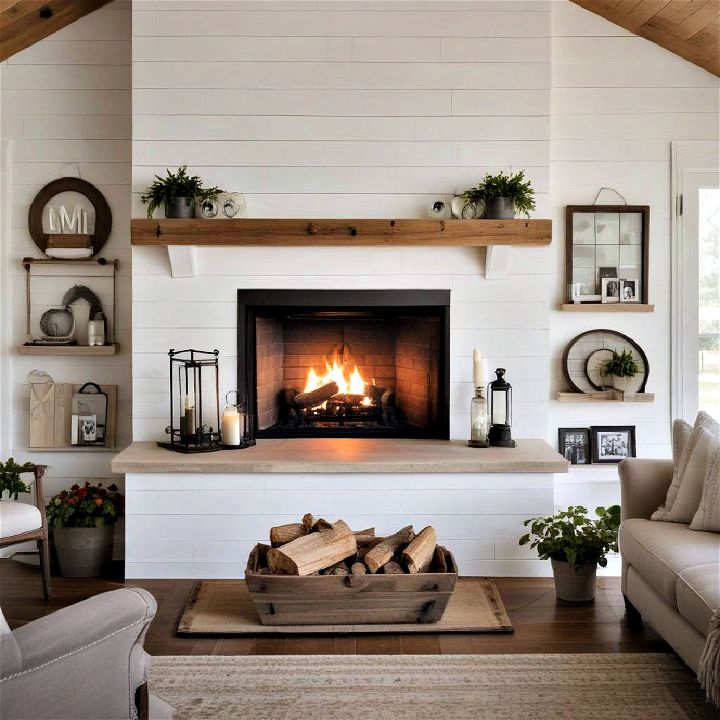 shiplap surround fireplace design
