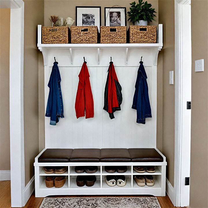 shoe storage bench for small mudroom