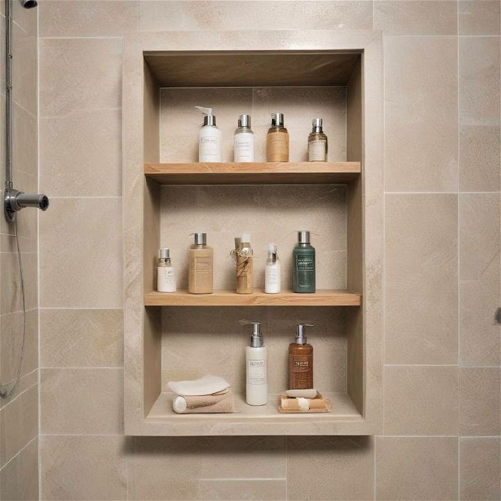 shower niche with built in shelf