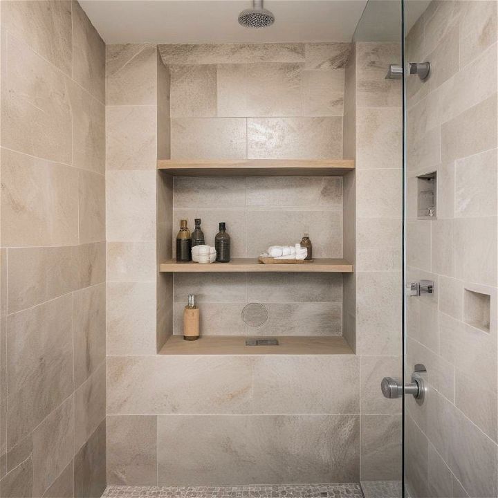 shower niche with built in shelves