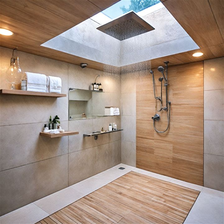 shower with a skylight