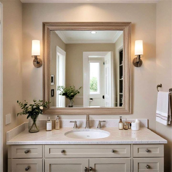 simple beige vanity mirror frame