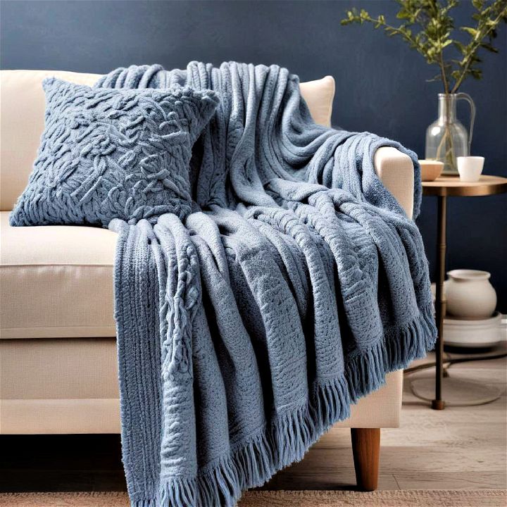 simple blue textured throw