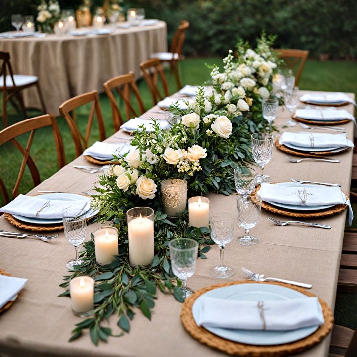 simple table decor for backyard wedding